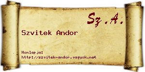 Szvitek Andor névjegykártya